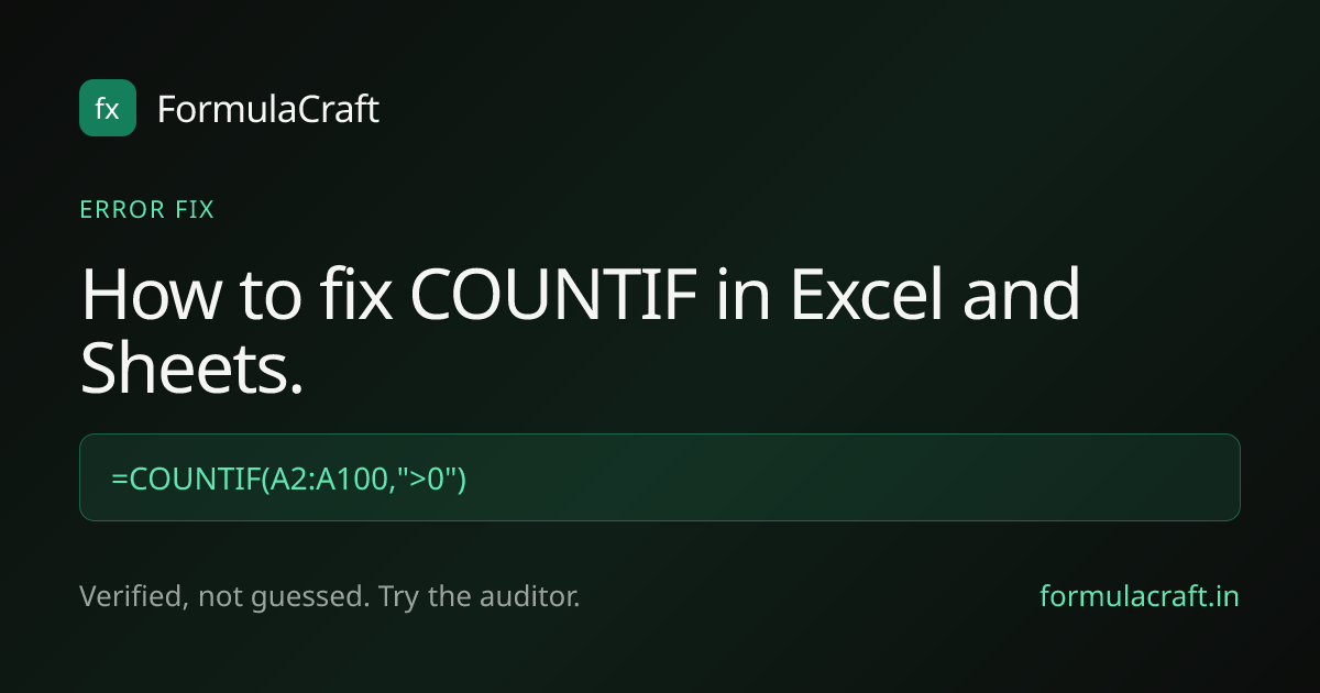 Fix COUNTIF error in Excel & Google Sheets