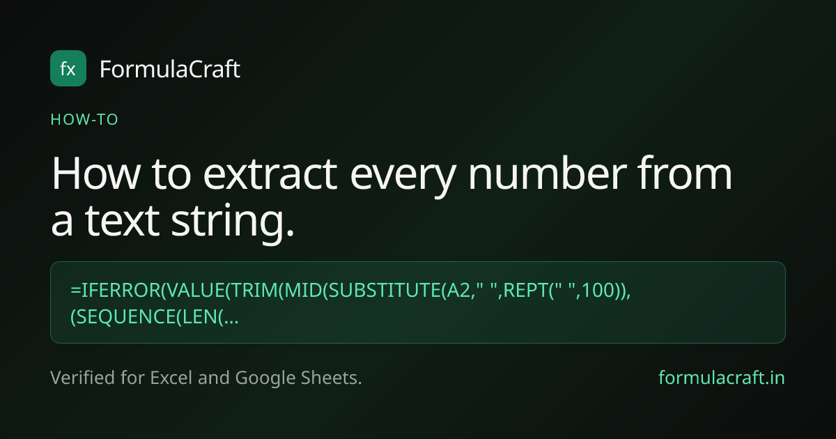 How to extract every number from a text string in Excel and Google ...