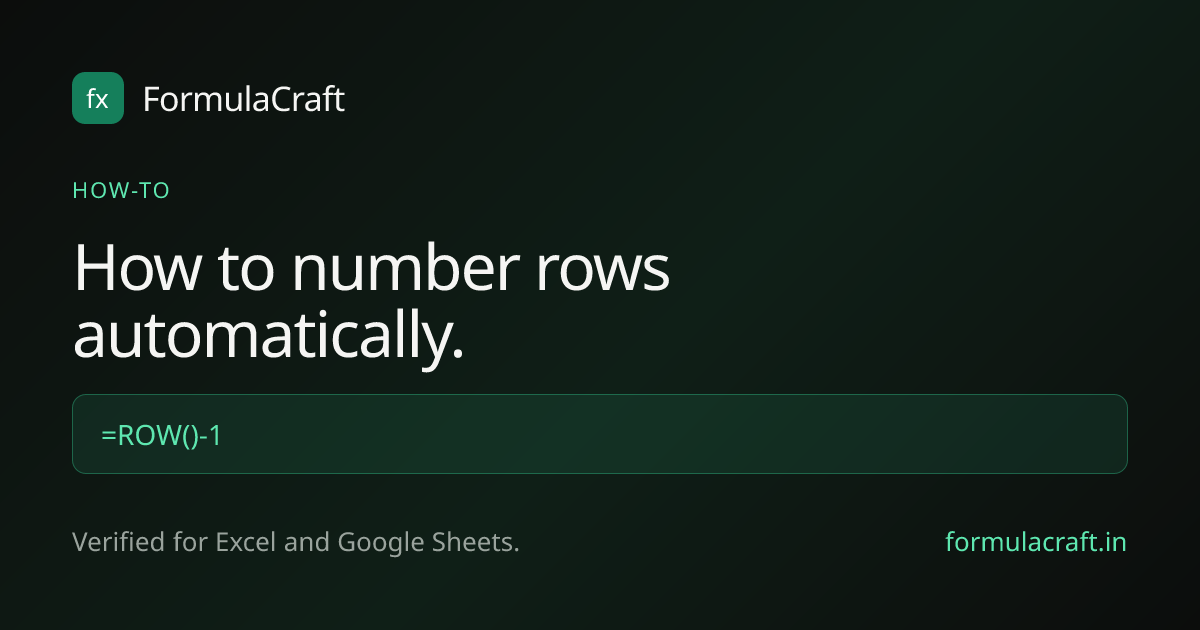 How to number rows automatically in Excel and Google Sheets | FormulaCraft